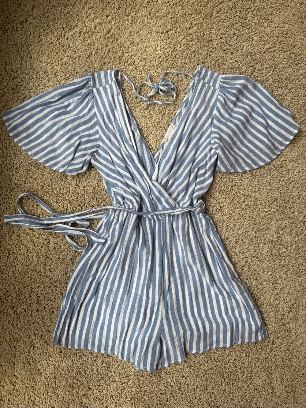 Blue and White Striped Altar'd State Romper